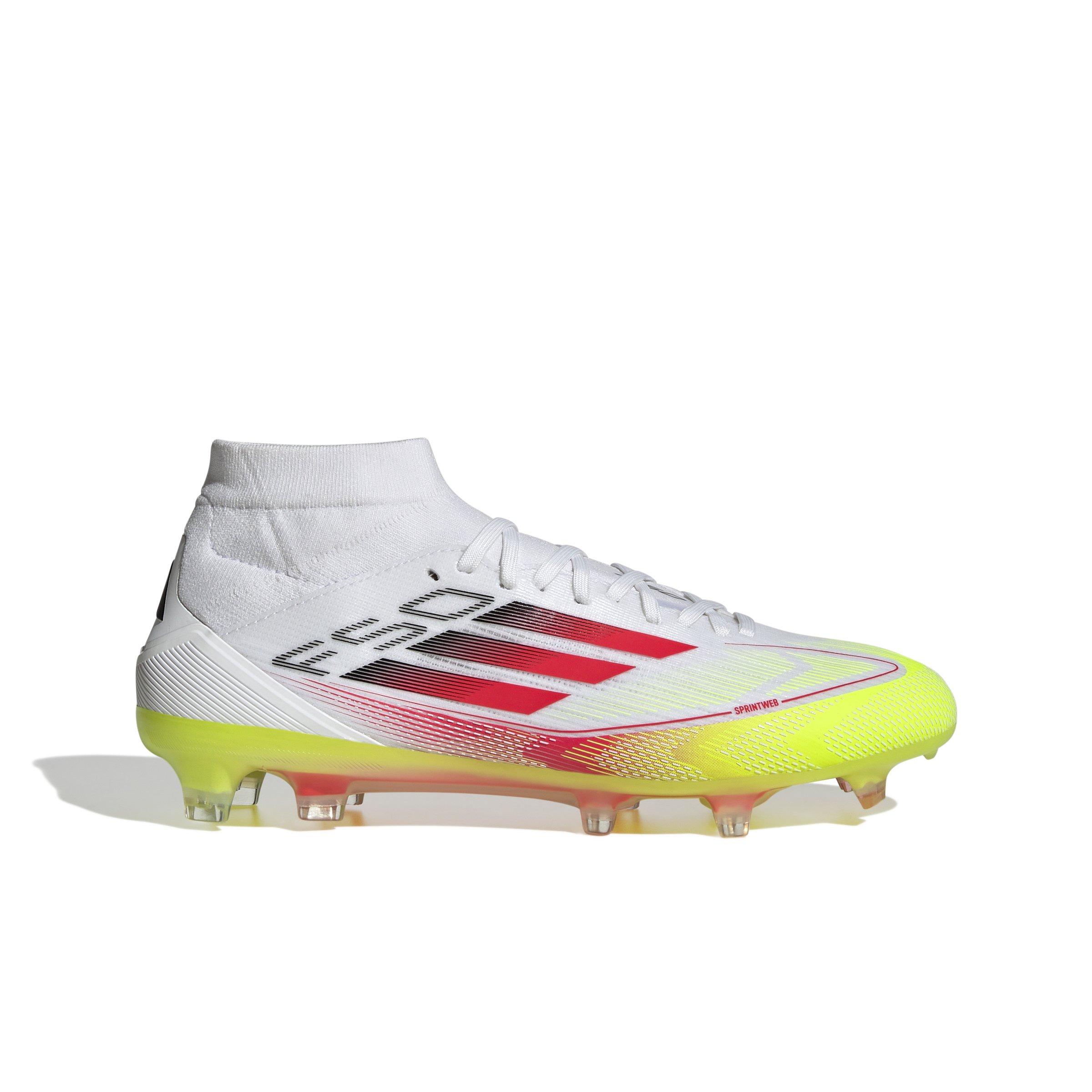 adidas F50 Pro Mid FG "Ftwr White/Lucid Red/Solar Yellow" Women's Soccer Cleat